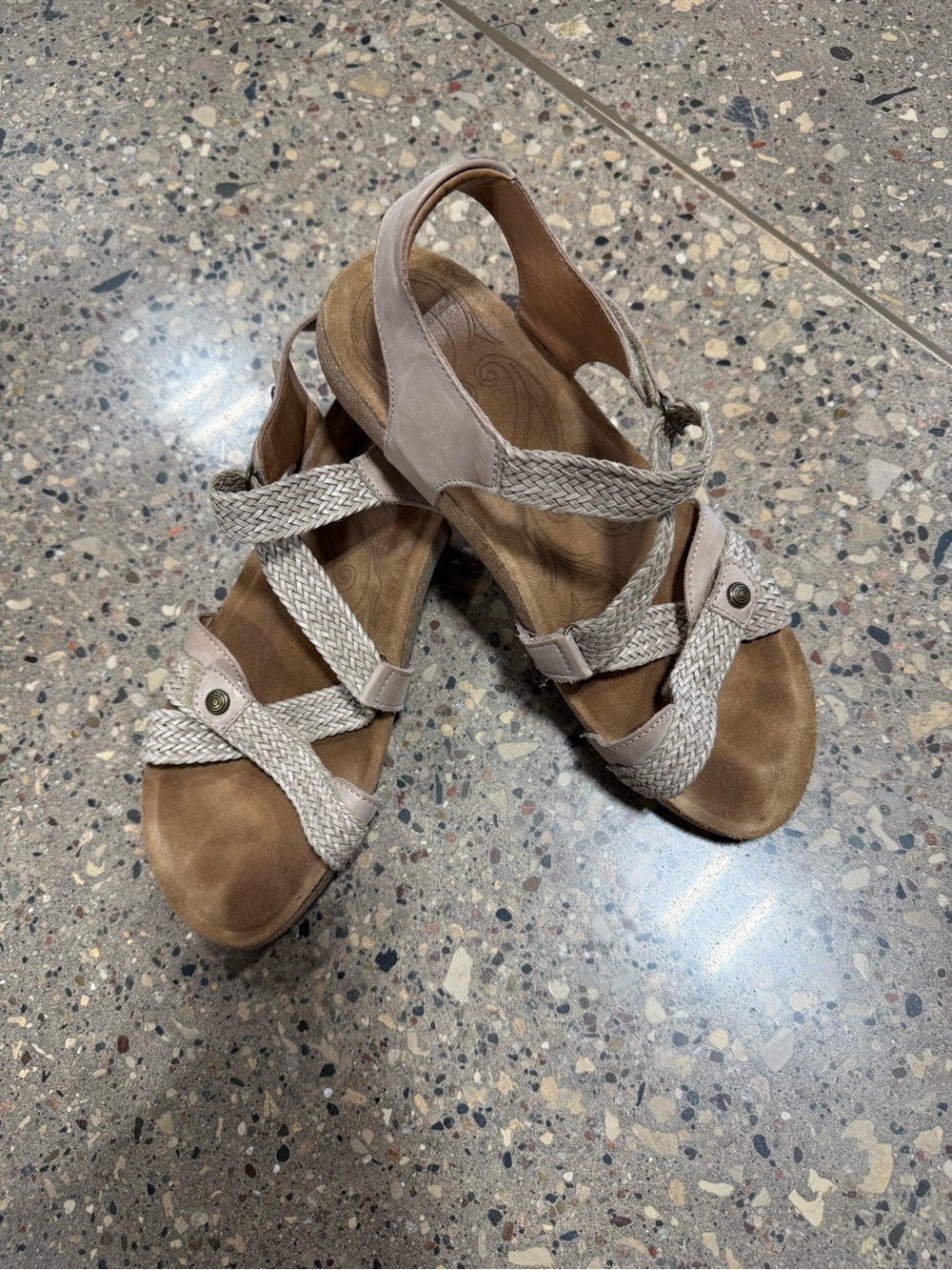 Taos Footwear Braided Slingback Sandals in Taupe